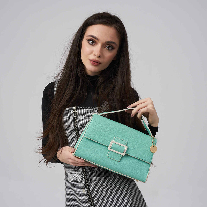 Diana & Co Geanta Verde Crossbody Cu Margini Contrastante