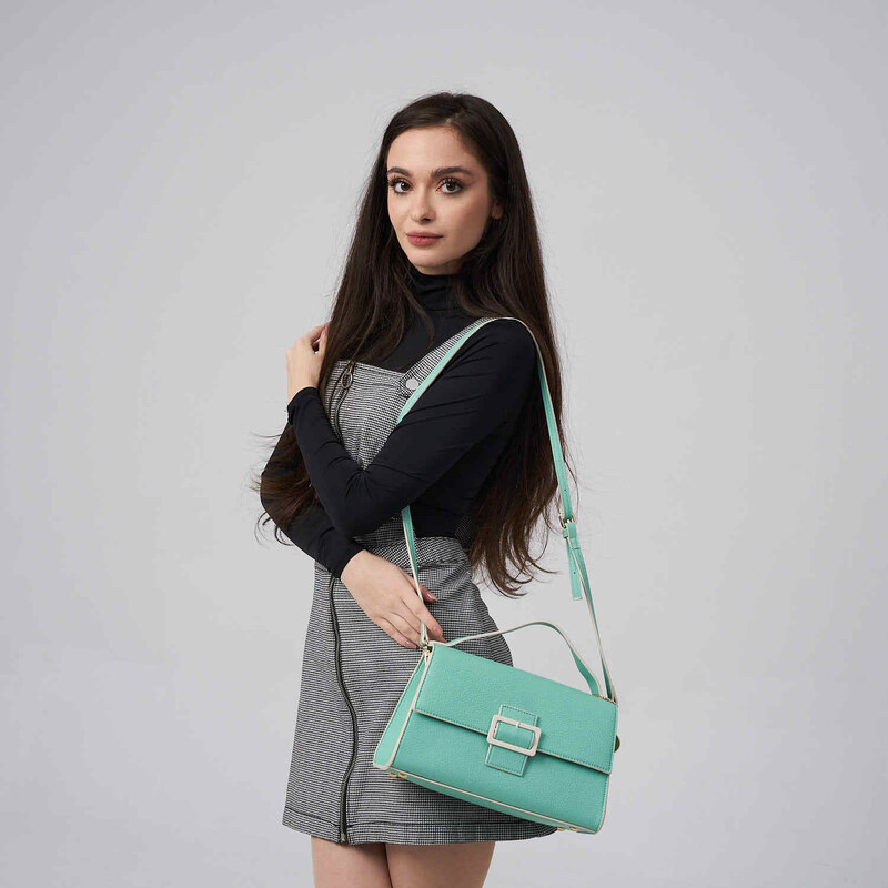 Diana & Co Geanta Verde Crossbody Cu Margini Contrastante