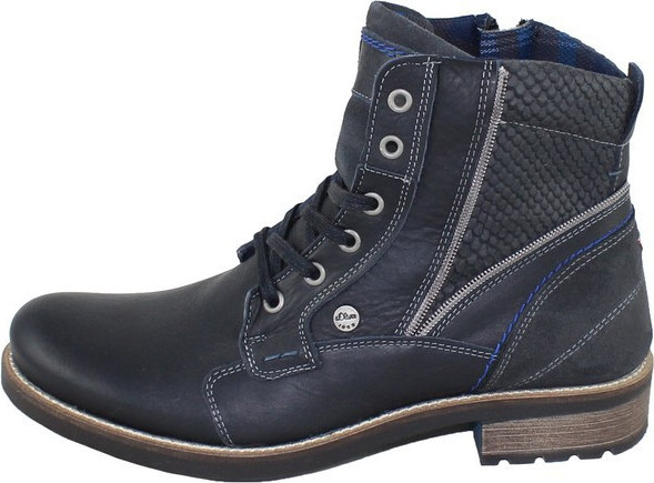 Ghete barbati, s.Oliver, 5-15205-27-806-Albastru-Inchis, casual, piele naturala, cu toc, albastru inchis (Marime: 44)