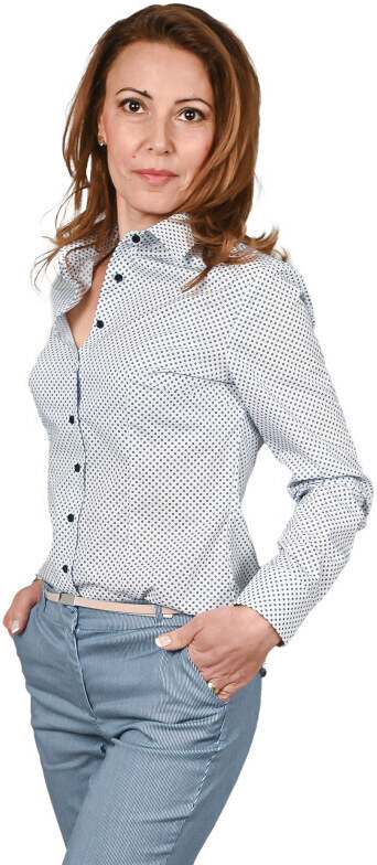 JERMYN'S Camasa alba dama Luxury Slim Fit EASY IRON cu structuri bleumarin navy (Marime: L)