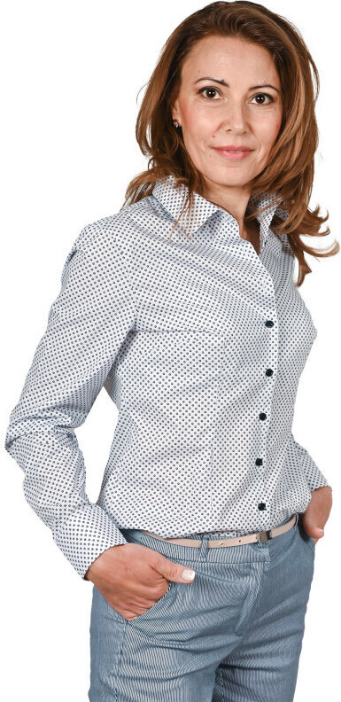 JERMYN'S Camasa alba dama Luxury Slim Fit EASY IRON cu structuri bleumarin navy (Marime: L)