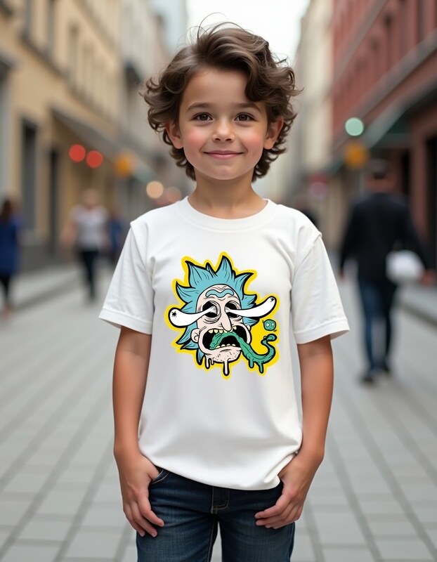 Malfini Tricou personalizat pentru copii din bumbac 100% - Rick Madness, Rick și Morty, desen animat, nebunie, suprarealist