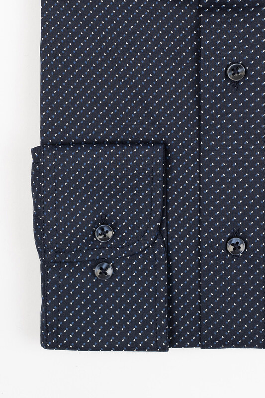 GAMA Camasa barbati regular fit bleumarin cu imprimeu alb si albastru PREMIUM