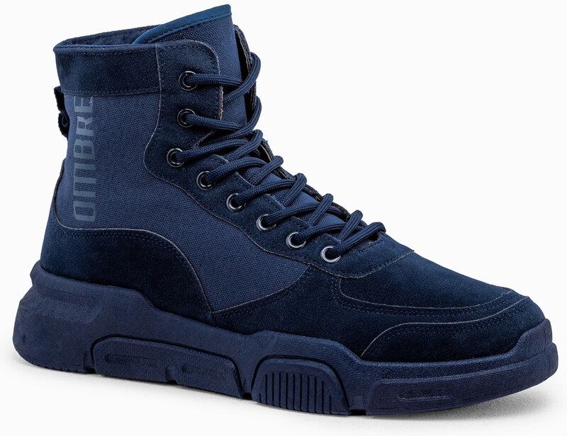 Ombre Men's ankle sneaker boots with sculpted sole - navy blue