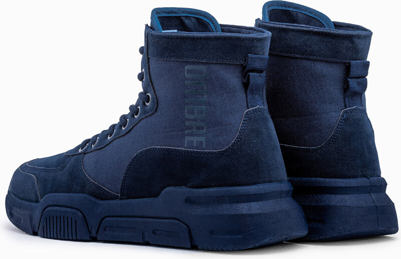 Ombre Men's ankle sneaker boots with sculpted sole - navy blue