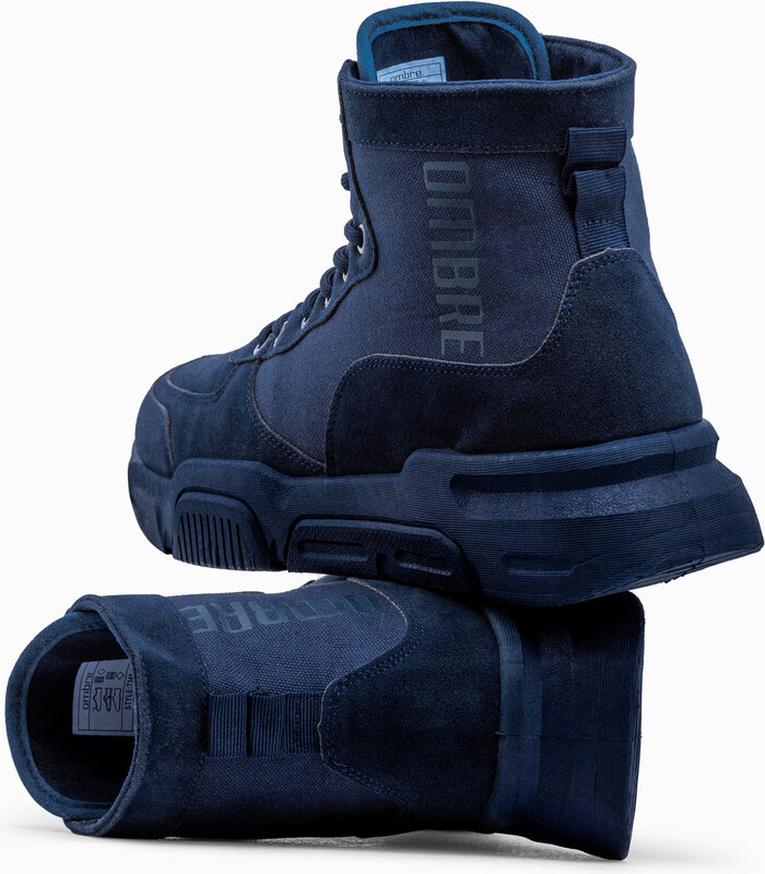 Ombre Men's ankle sneaker boots with sculpted sole - navy blue