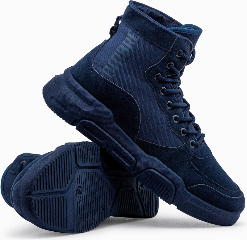 Ombre Men's ankle sneaker boots with sculpted sole - navy blue