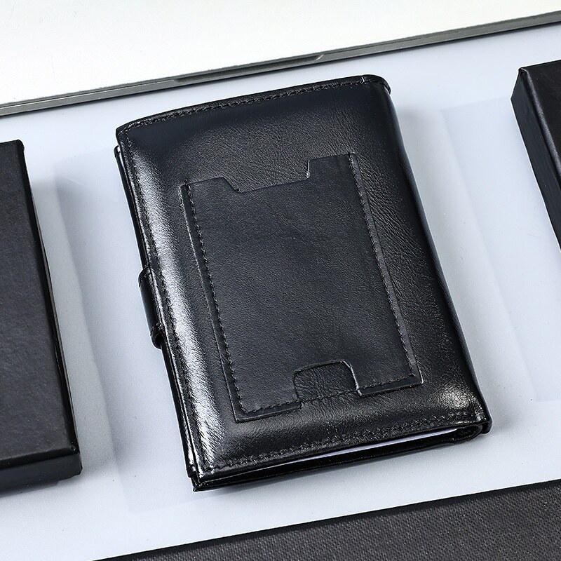 Portofel barbati JERMYN'S Rimini RFID din piele naturala neagra cu inchidere prin capsa