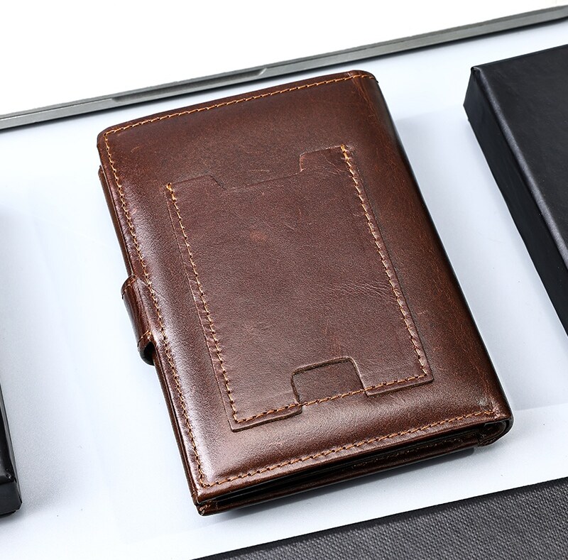 Portofel barbati JERMYN'S Rimini RFID din piele naturala maro cu inchidere prin capsa