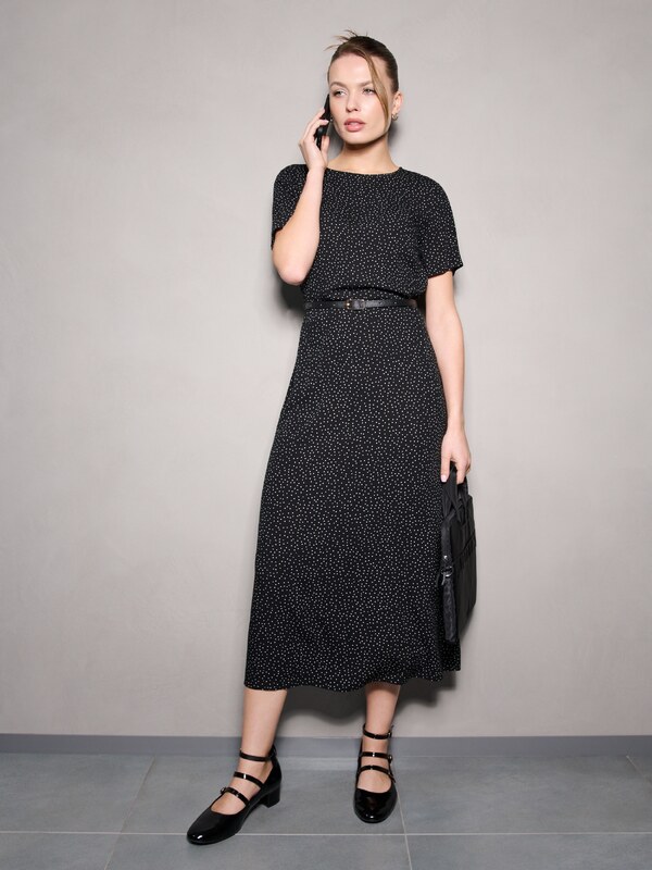 Sinsay - Rochie midi din vâscoză cu curea cu imprimeu cu buline - multicolor