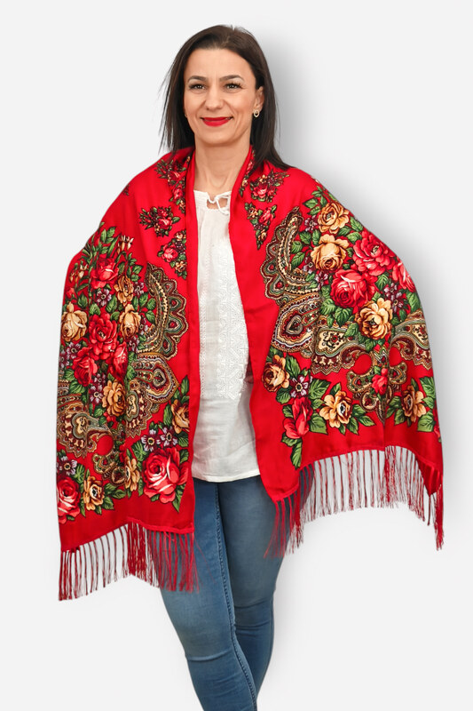 Magazin Traditional Esarfa Inflorata - Albastru Indigo