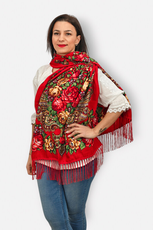 Magazin Traditional Esarfa Inflorata - Albastru Indigo