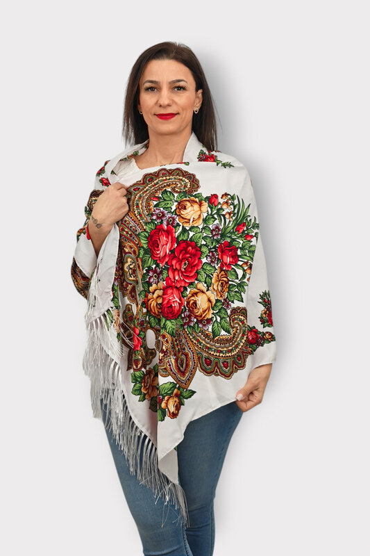 Magazin Traditional Esarfa Inflorata - Albastru Indigo