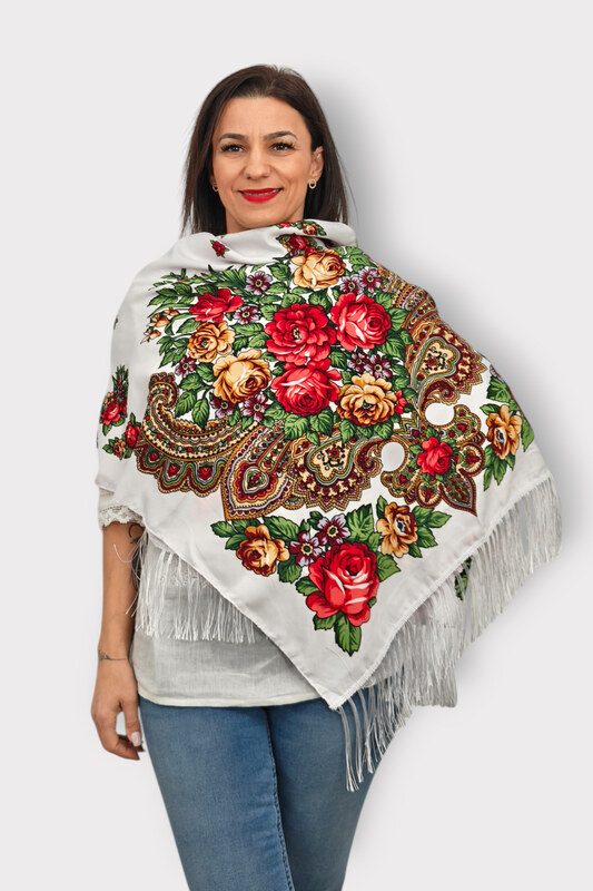 Magazin Traditional Esarfa Inflorata - Albastru Indigo