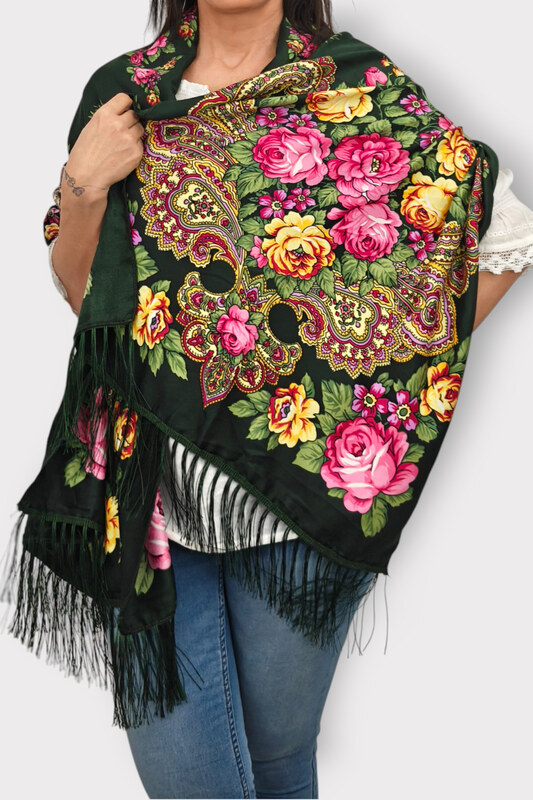 Magazin Traditional Esarfa Inflorata - Albastru Indigo