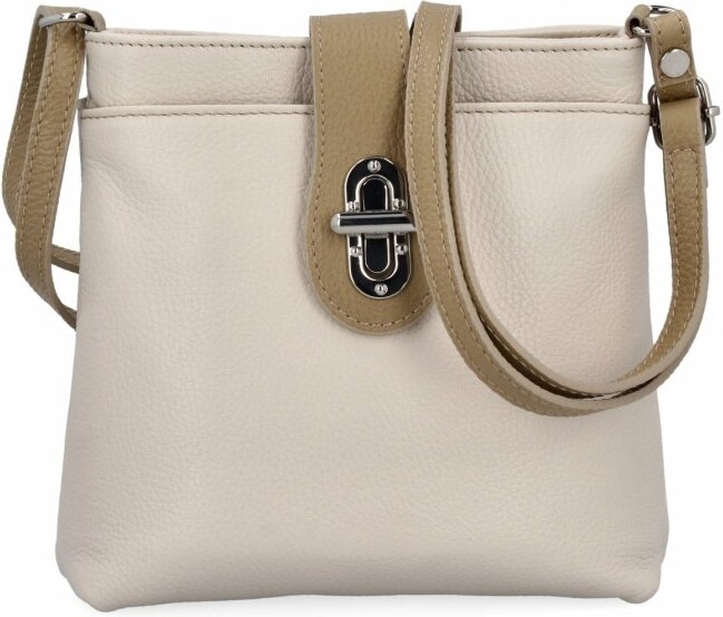 Vittoria Gotti Geantă Elegantă Tip Poștaș Din Piele Italiană 201 Bej/Pământiu