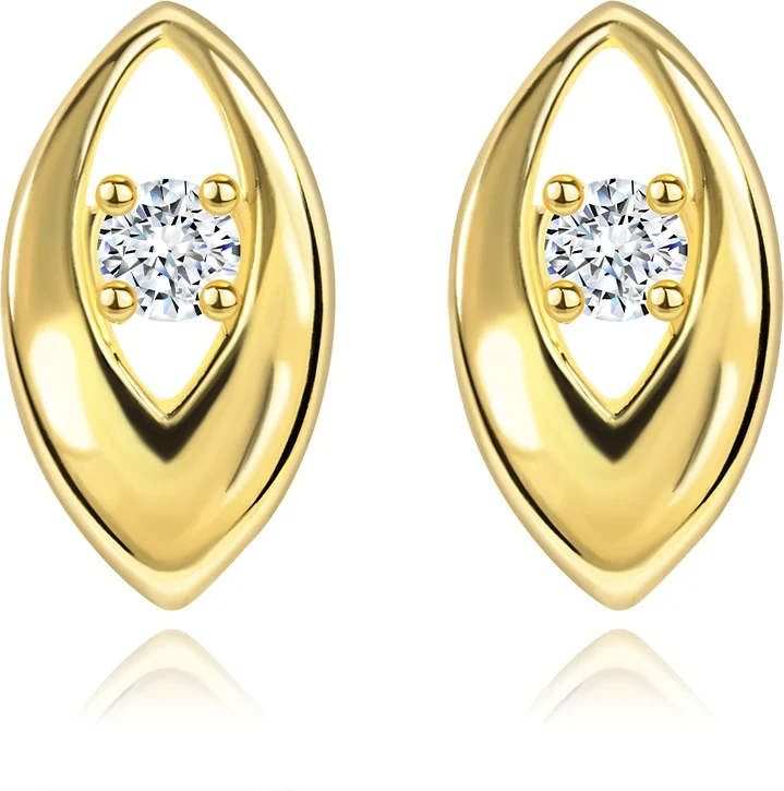 Bijuterii Eshop - Cercei din aur galben 14K - diamant strălucitor într-o bobiţă lucioasă BT177.23