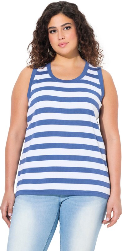 Ulla Popken Top albastru / alb