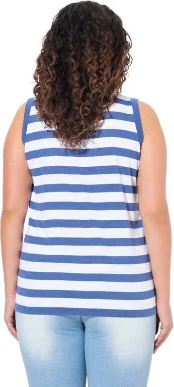 Ulla Popken Top albastru / alb