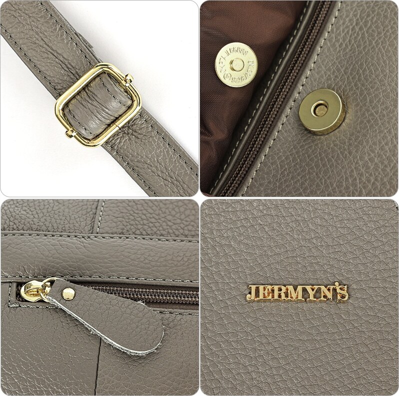 Geanta dama JERMYN'S Sophia, piele naturala, gri, casual