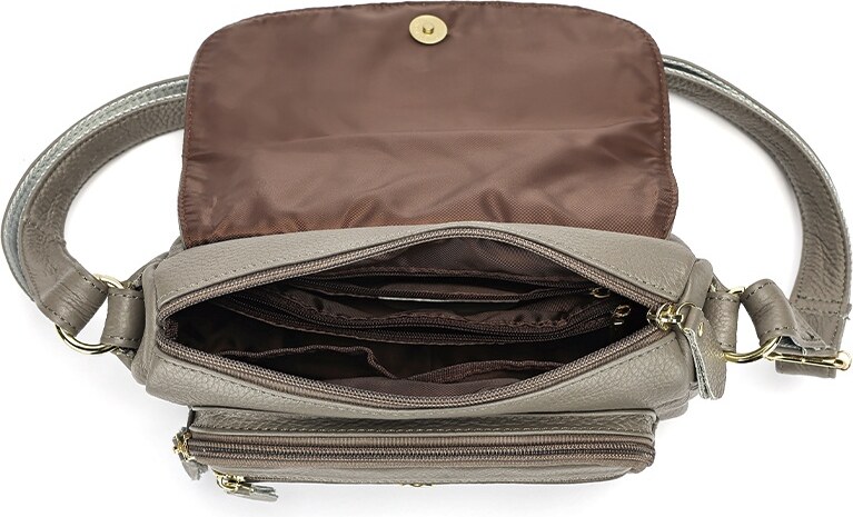 Geanta dama JERMYN'S Sophia, piele naturala, gri, casual