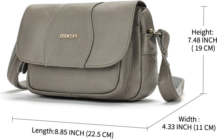 Geanta dama JERMYN'S Sophia, piele naturala, gri, casual