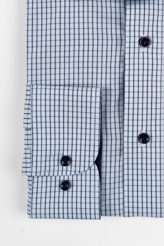 GAMA Camasa barbati regular fit bleu cu carouri bleumarin si albe