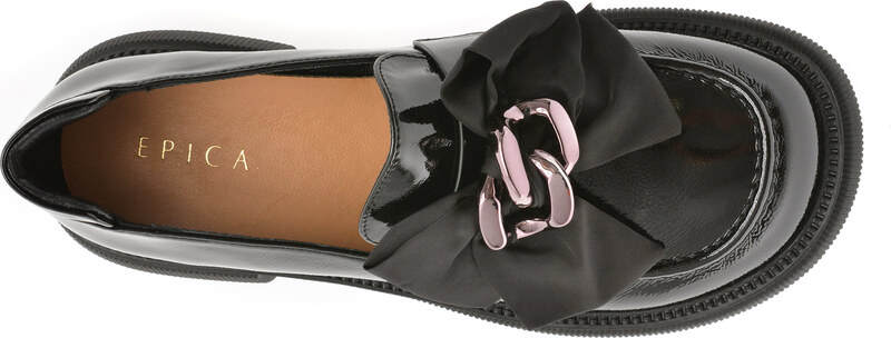 Mocasini EPICA negri, G26, din piele naturala lacuita