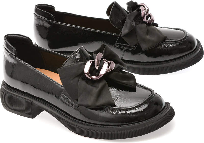 Mocasini EPICA negri, G26, din piele naturala lacuita