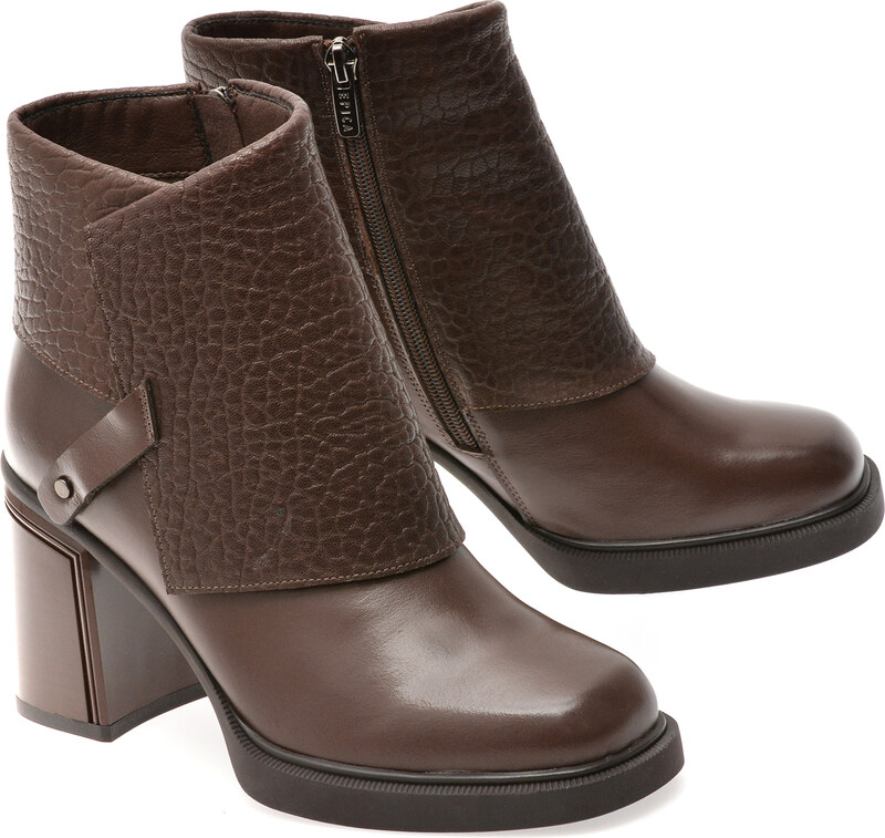 Ghete EPICA maro, 5556, din piele naturala