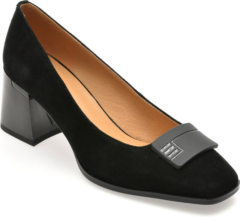 Pantofi eleganti EPICA negri, 4L109, din piele intoarsa