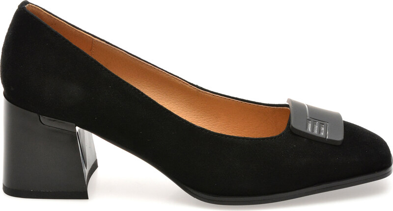 Pantofi eleganti EPICA negri, 4L109, din piele intoarsa