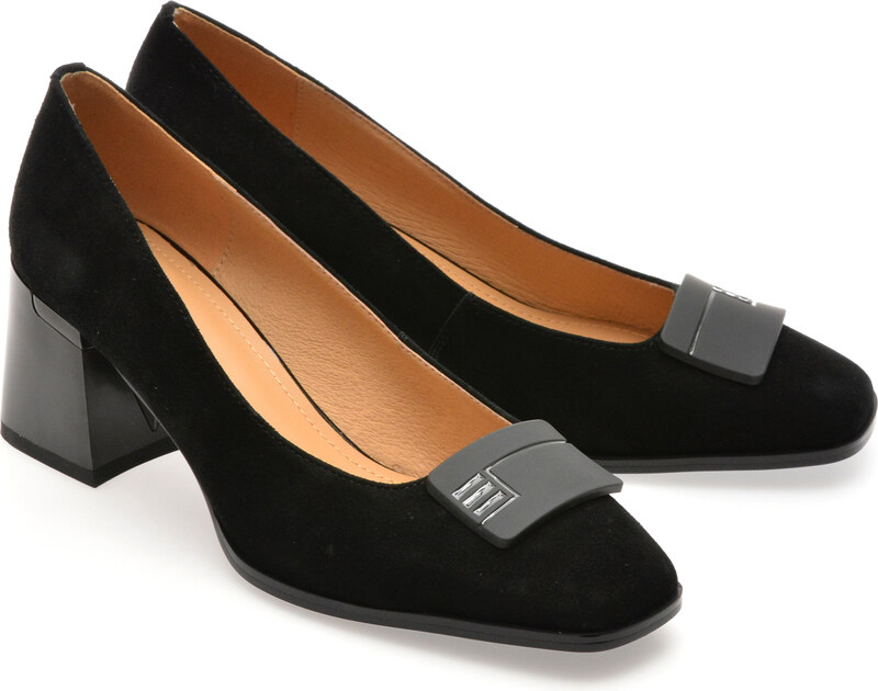 Pantofi eleganti EPICA negri, 4L109, din piele intoarsa