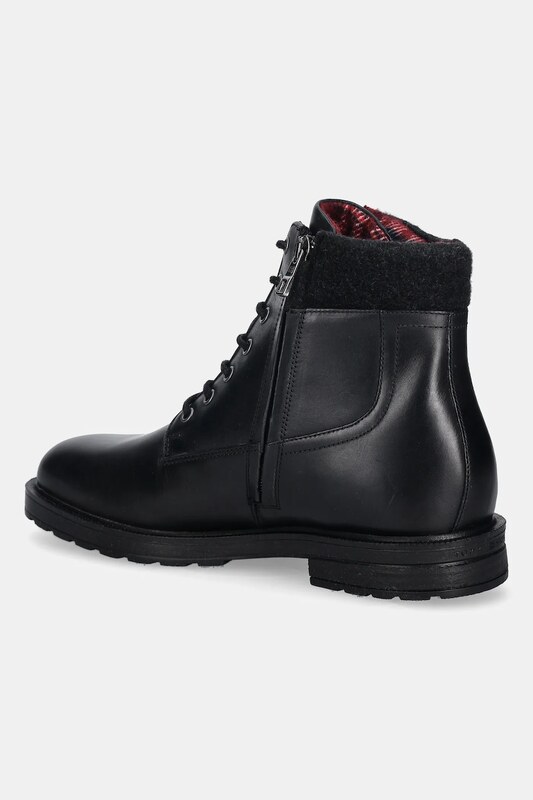 Tommy Hilfiger bocanci de piele CLEATED HILFIGER W LTH BOOT