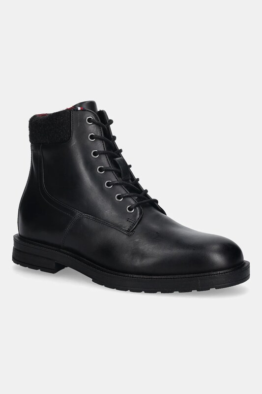Tommy Hilfiger bocanci de piele CLEATED HILFIGER W LTH BOOT