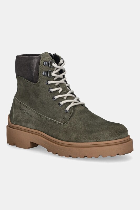 Tommy Jeans cizme înalte din piele TJM LACE UP BOOT SUEDE