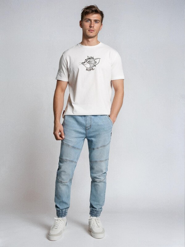 Sinsay - Blugi jogger cu efect spălat - albastru