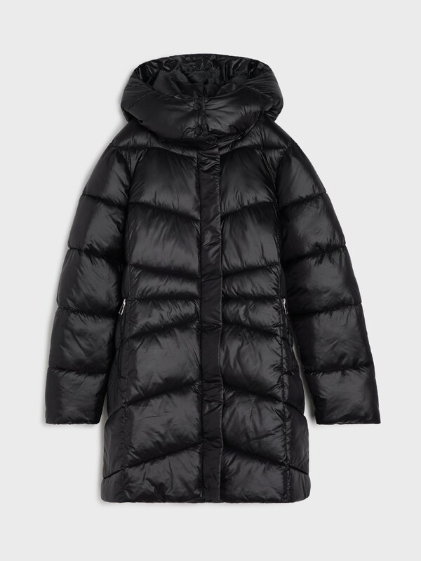 Sinsay - Geacă matlasată cu glugă - negru