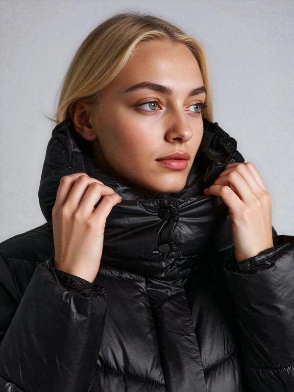 Sinsay - Geacă matlasată cu glugă - negru