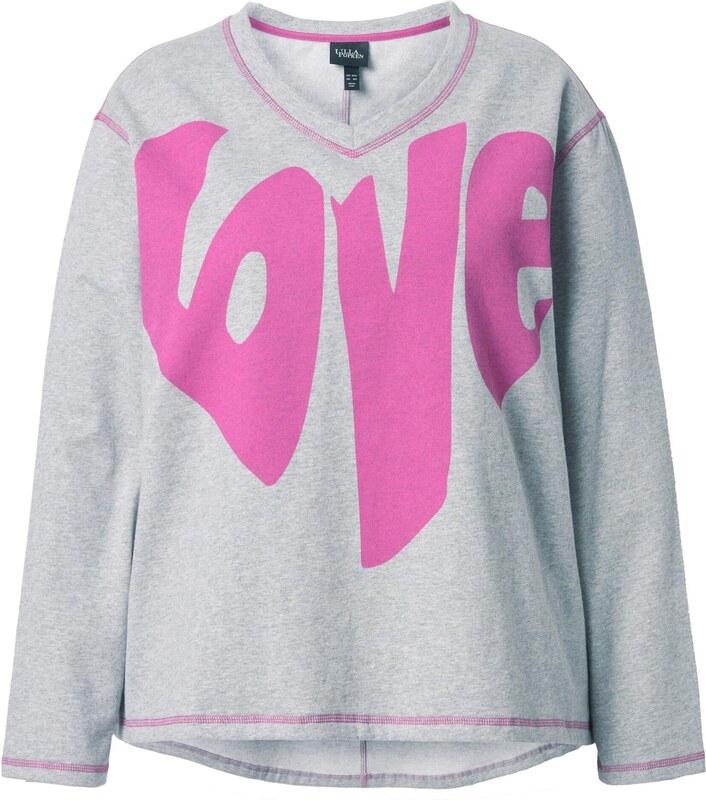 Ulla Popken Bluză de molton gri deschis / roz închis