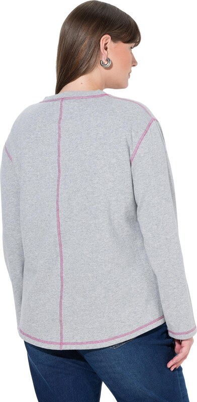 Ulla Popken Bluză de molton gri deschis / roz închis