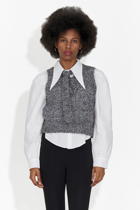 Set 3 piese camasa + vesta + cravata gri Izaura Bogas