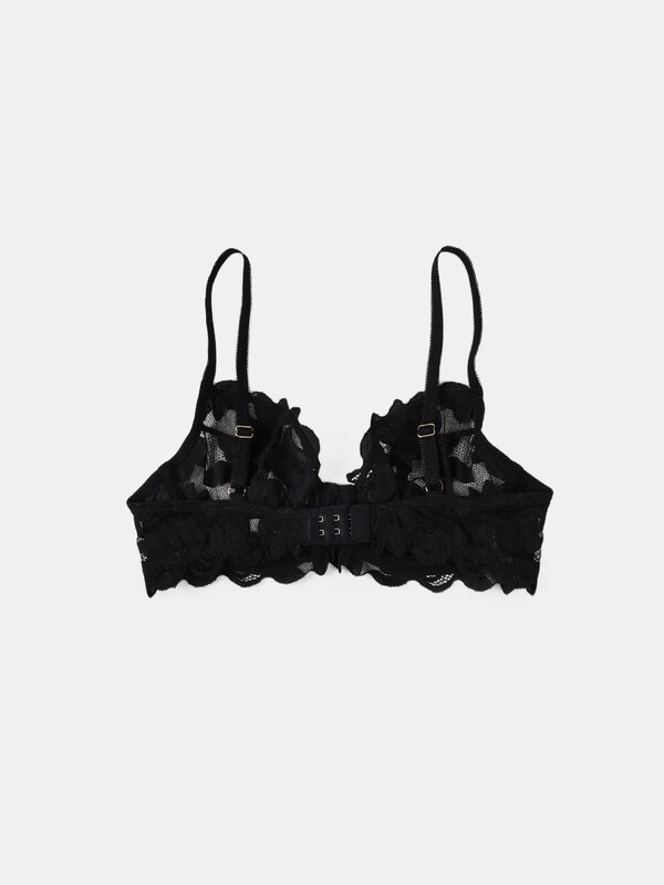 Sinsay - Sutien balconette moale cu sârmă și dantelă - negru