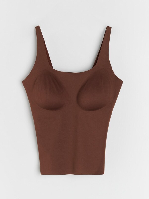 Sinsay - Top cu cupe integrate - maro-închis