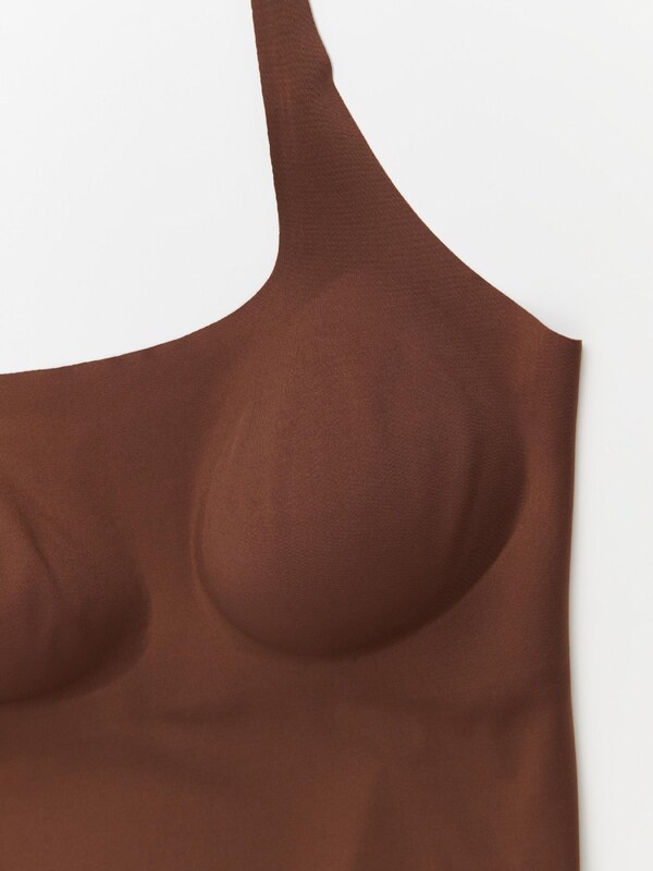 Sinsay - Top cu cupe integrate - maro-închis