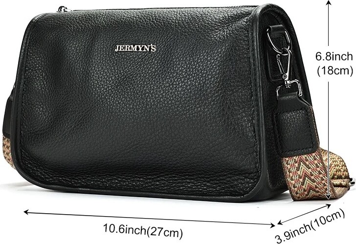 Geanta dama JERMYN'S Alice, piele naturala, neagra