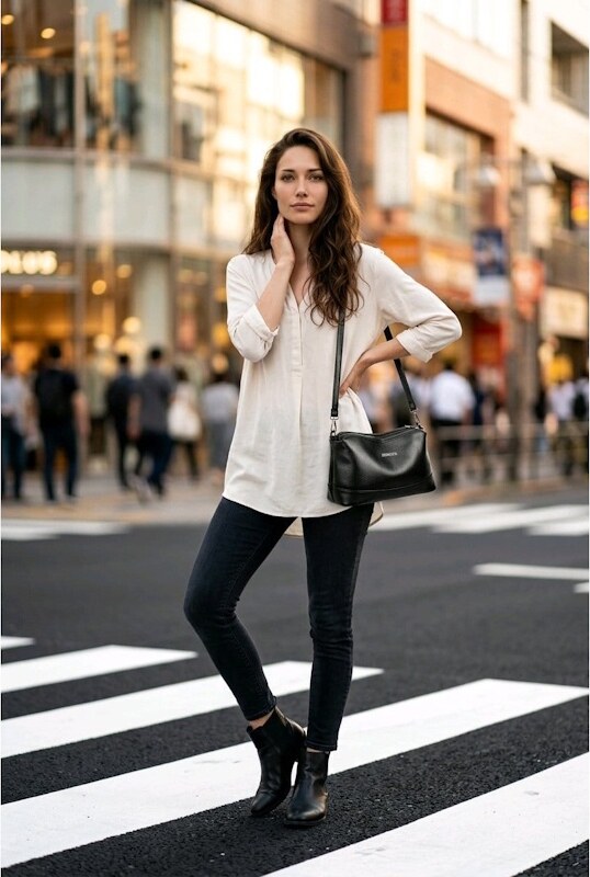 Geanta dama JERMYN'S Ancona din piele naturala neagra