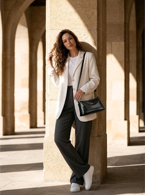 Geanta dama JERMYN'S Ancona din piele naturala neagra