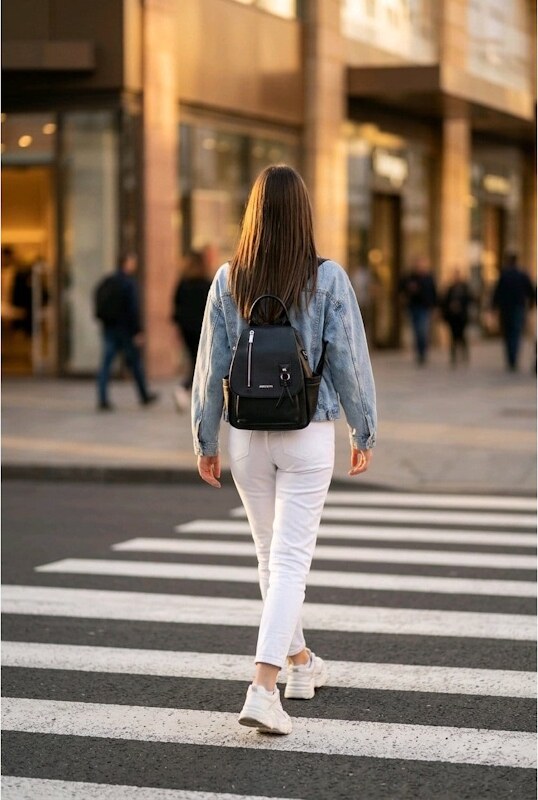 Rucsac dama din piele naturala neagra JERMYN'S Genova