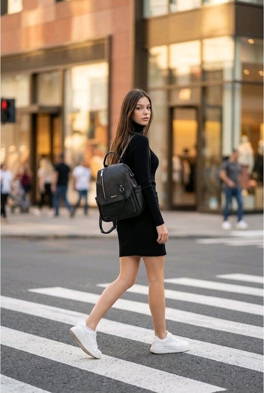 Rucsac dama din piele naturala neagra JERMYN'S Genova